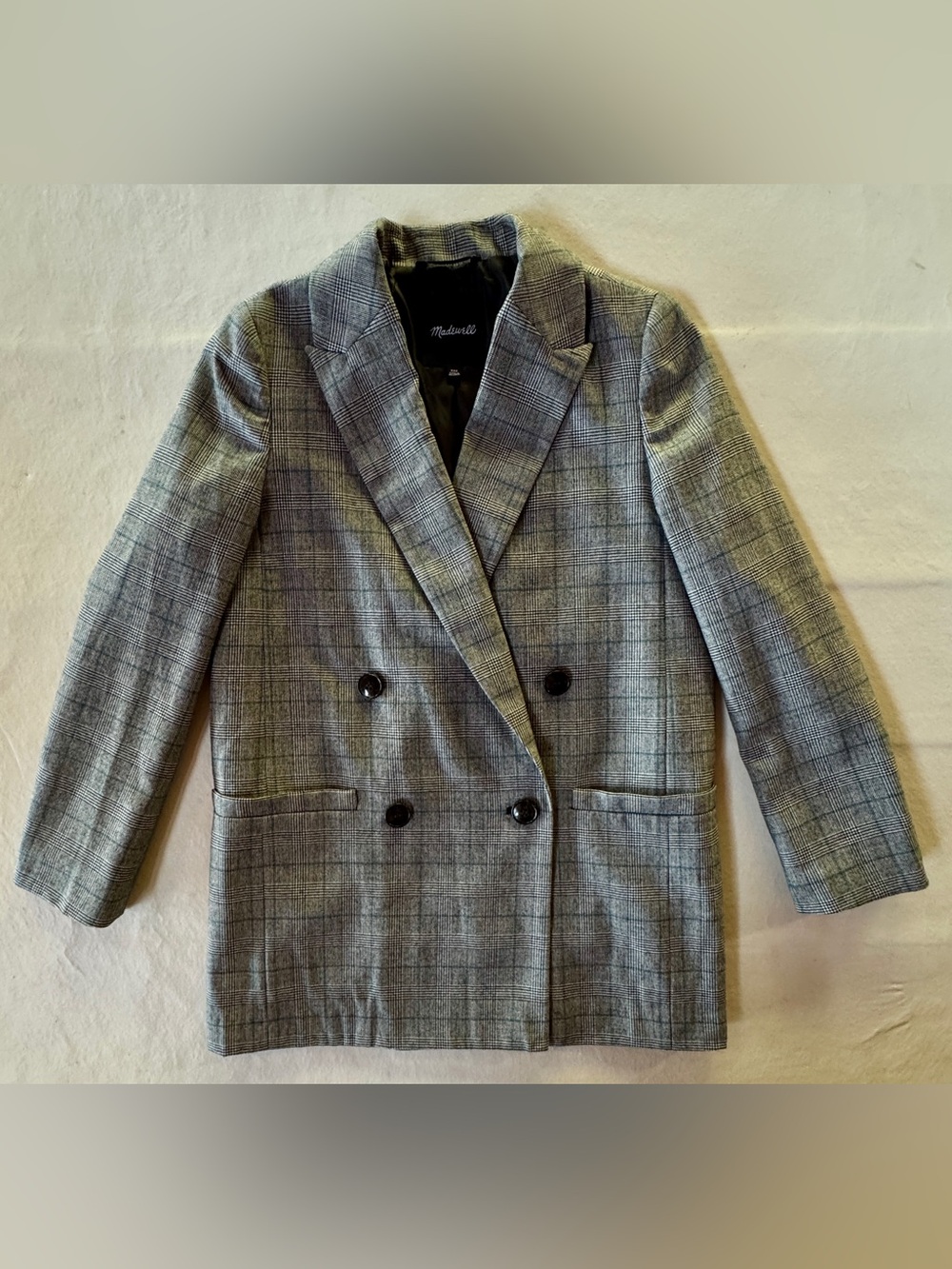 Madewell Caldwell Double Breasted Blazer Peaked Lapel Edition Suiting Glen Plaid - Picture 7 of 17